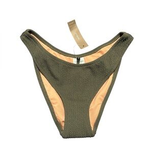 J.Crew Textured Dark Green Bikini Bottom S NWT